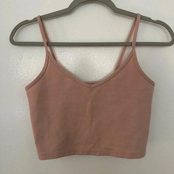 Aritizia Sundays Best Dusty Pink Cropped Thin Strap Tank Top - Picture 1 of 3